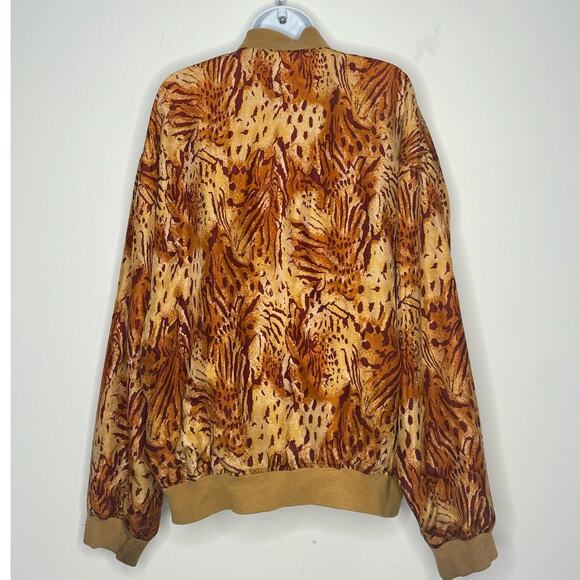 SUMMA SILK Silk Bomber Jacket Vintage Safari Print 90s artsy maximalist  Boho - Picture 2 of 8